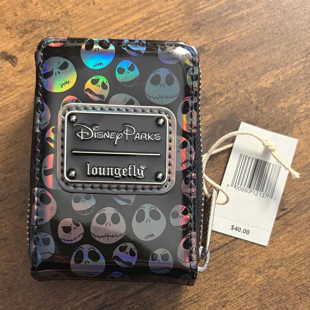 Loungefly Disney Parks Jack Skellington Holographic Black Wallet